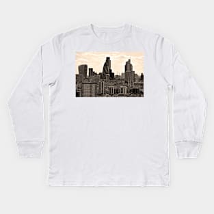 London Skyline Cityscape England Kids Long Sleeve T-Shirt